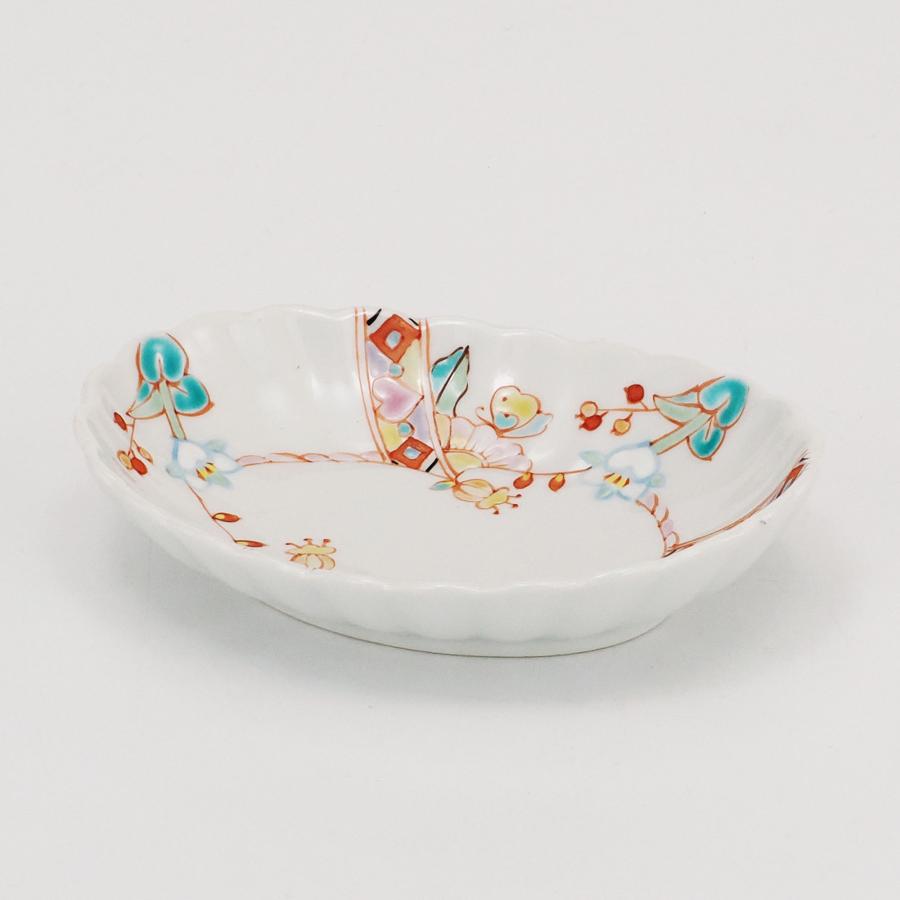 日本の伝統工芸品【九谷焼】4号菊楕円小皿 春のコーラス