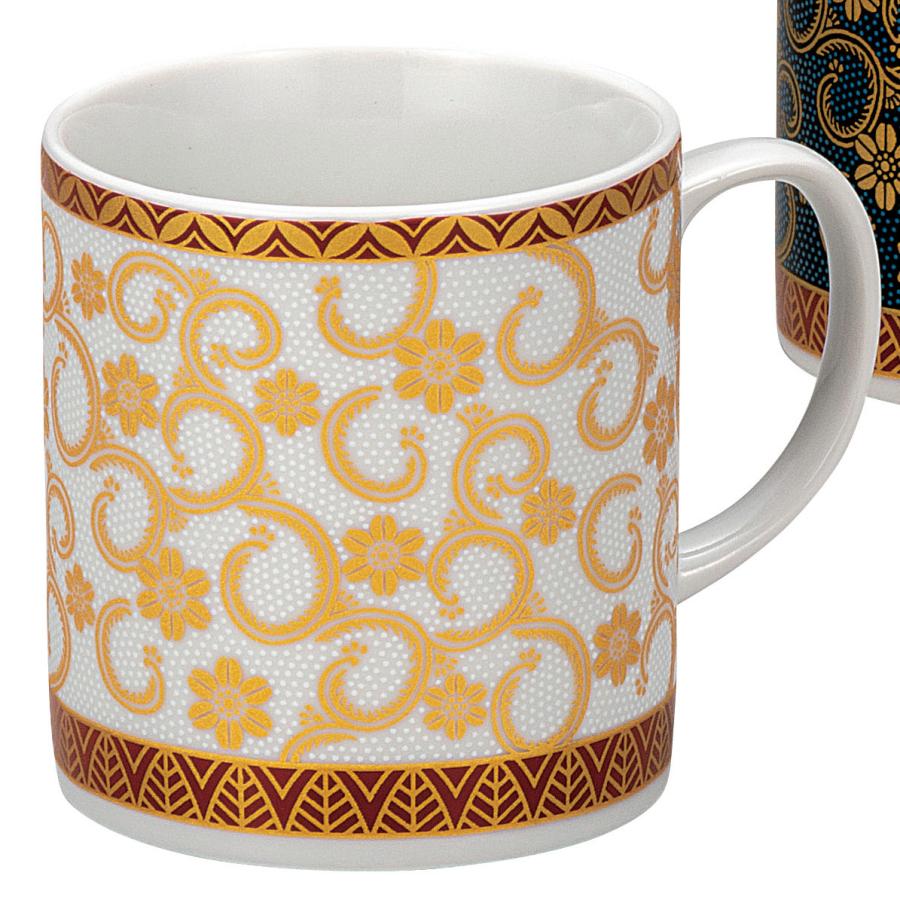 日本の伝統工芸品【九谷焼】 ペアマグカップ 青白粒