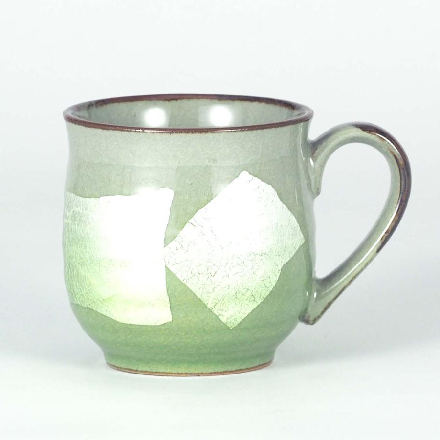 九谷焼 マグカップ 銀彩 5色 MUG cup GINSAI 5colors (プレゼント 贈り物 ギフト お祝いに) 萌黄色