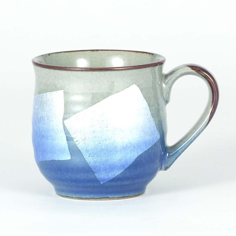 九谷焼 マグカップ 銀彩 5色 MUG cup GINSAI 5colors (プレゼント 贈り物 ギフト お祝いに) 青色