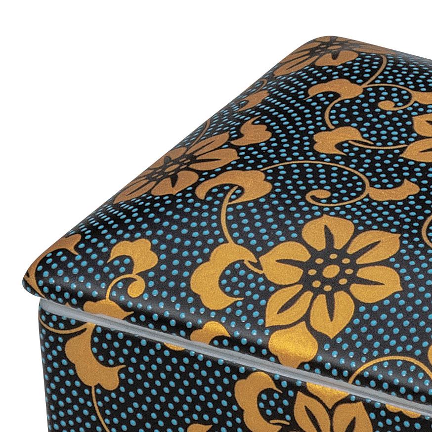 日本の伝統工芸品【九谷焼】 陶箱 青粒鉄仙